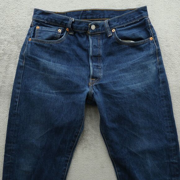 Levi's 501 Jeans Mens Size 34x34(32x31 Actual) Blue Original Straight Button Fly - Picture 15 of 16